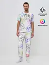 Мужская пижама с брюками / Цветные лица