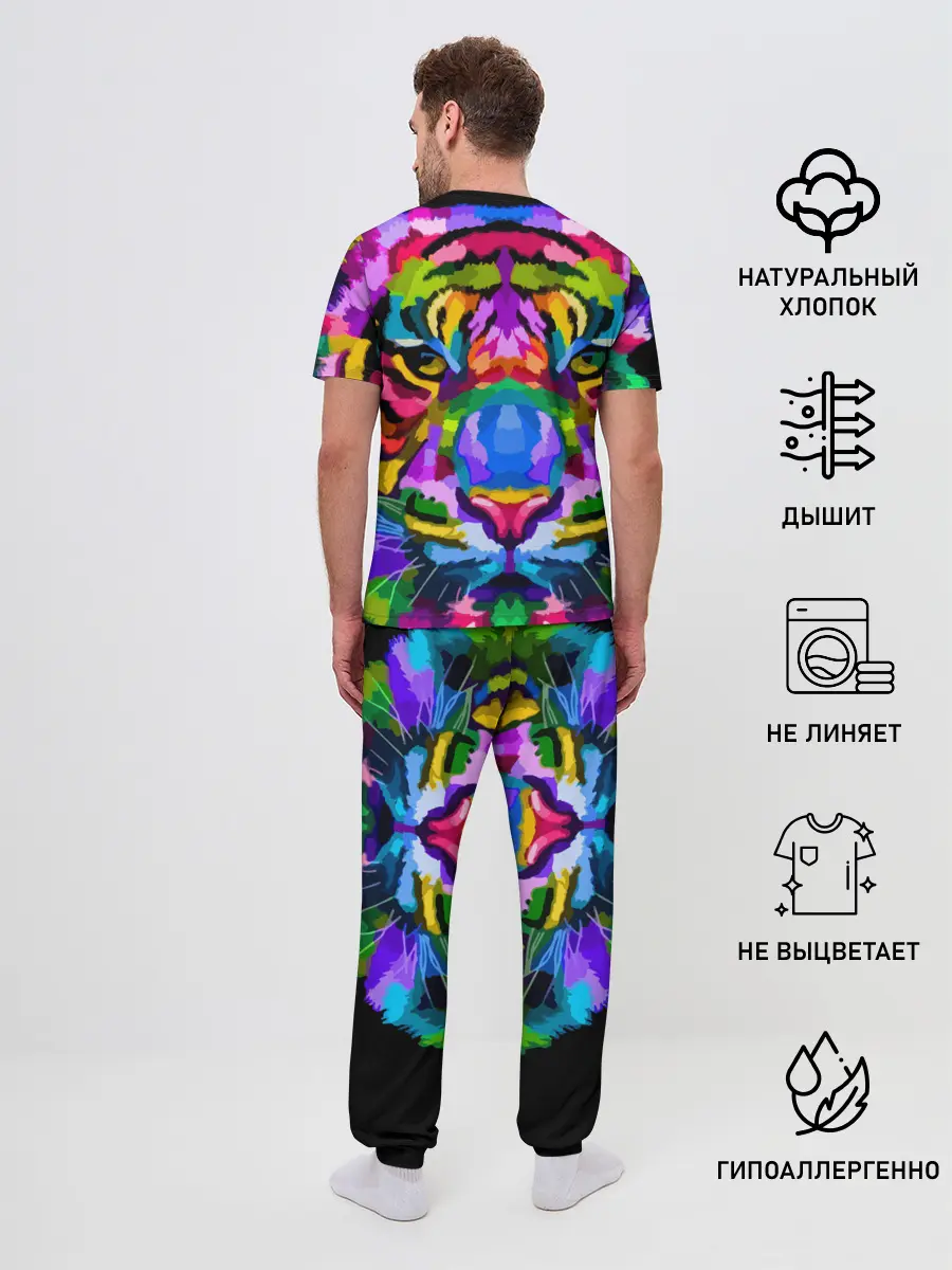 Мужская пижама с брюками / Neon tiger