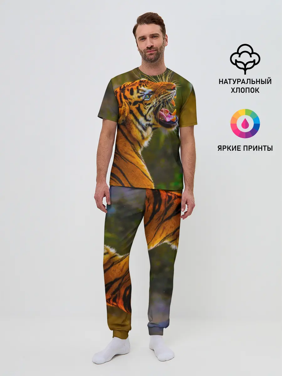 Мужская пижама с брюками / Тигр 3D