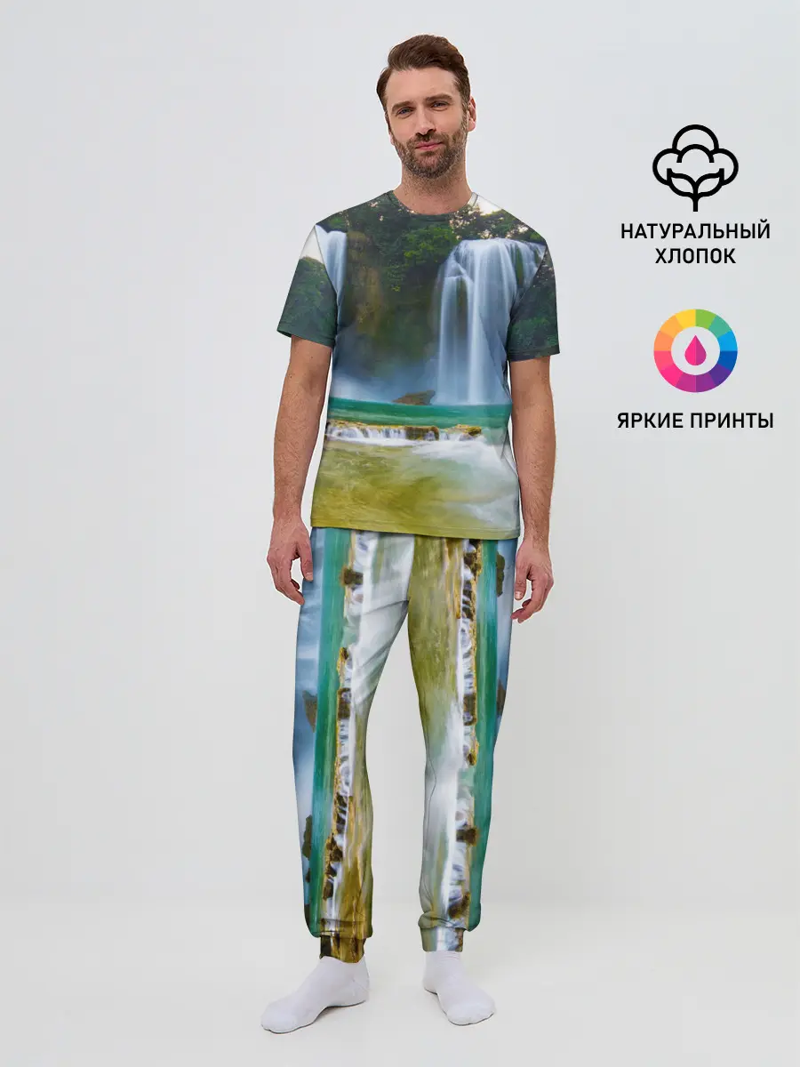Мужская пижама с брюками / водопад