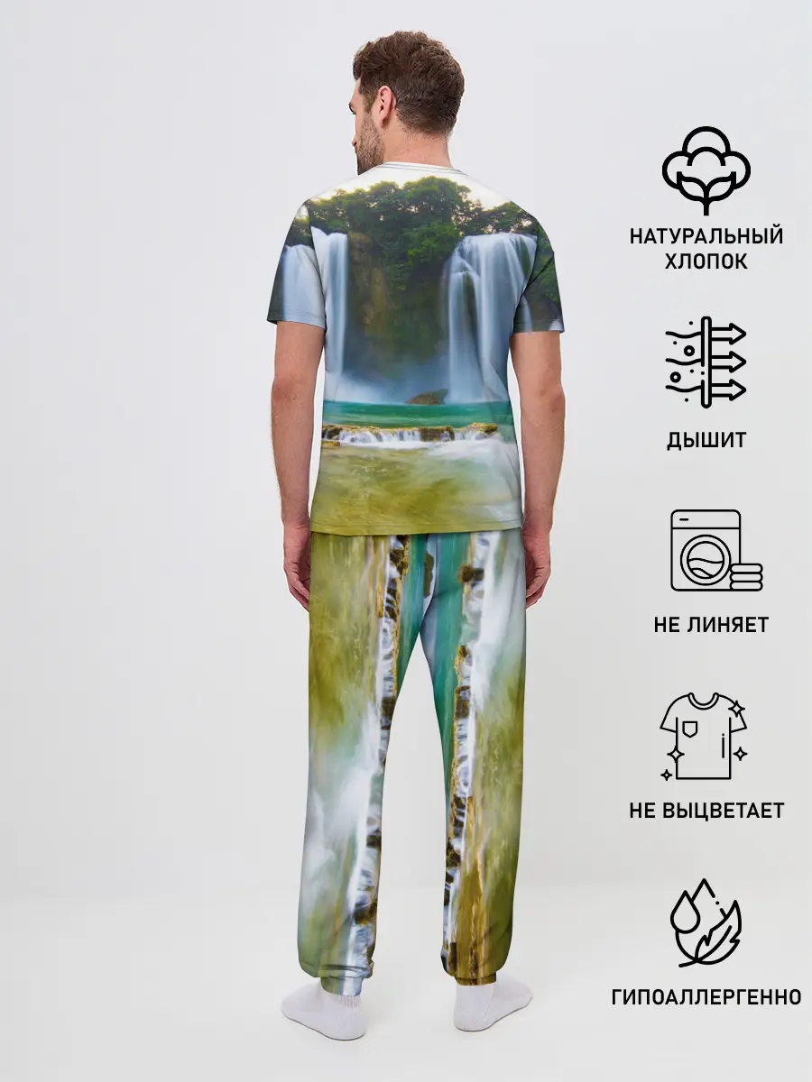 Мужская пижама с брюками / водопад