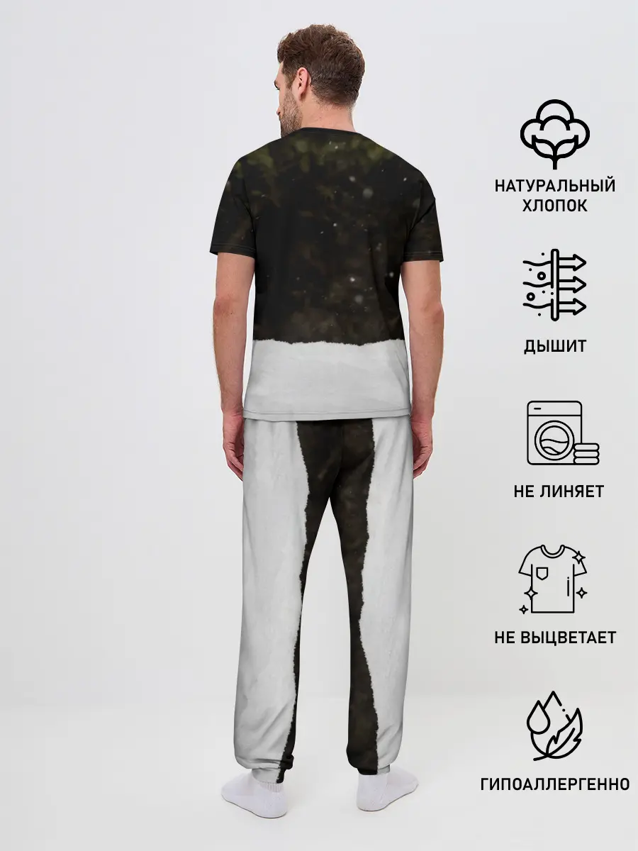 Мужская пижама с брюками / Лиса и снег