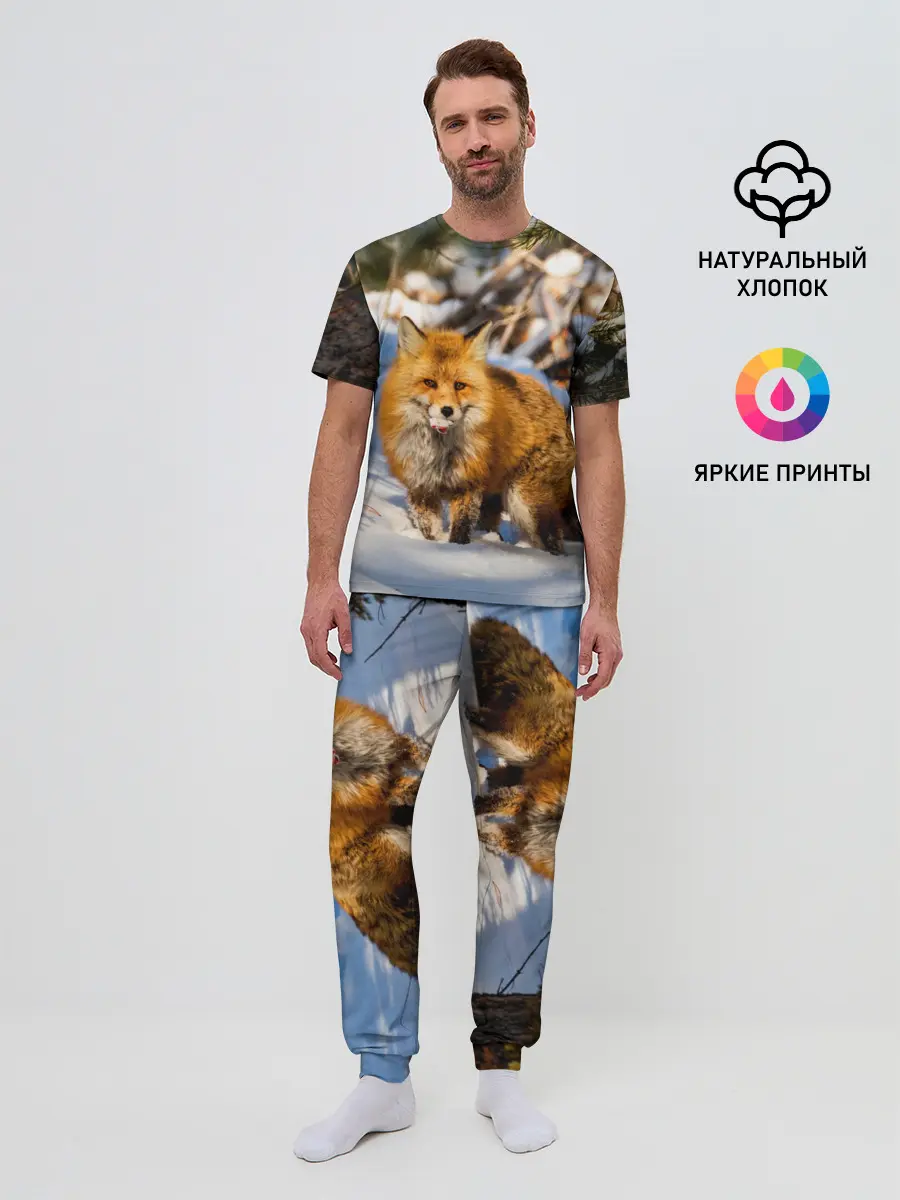 Мужская пижама с брюками / Лиса в лесу