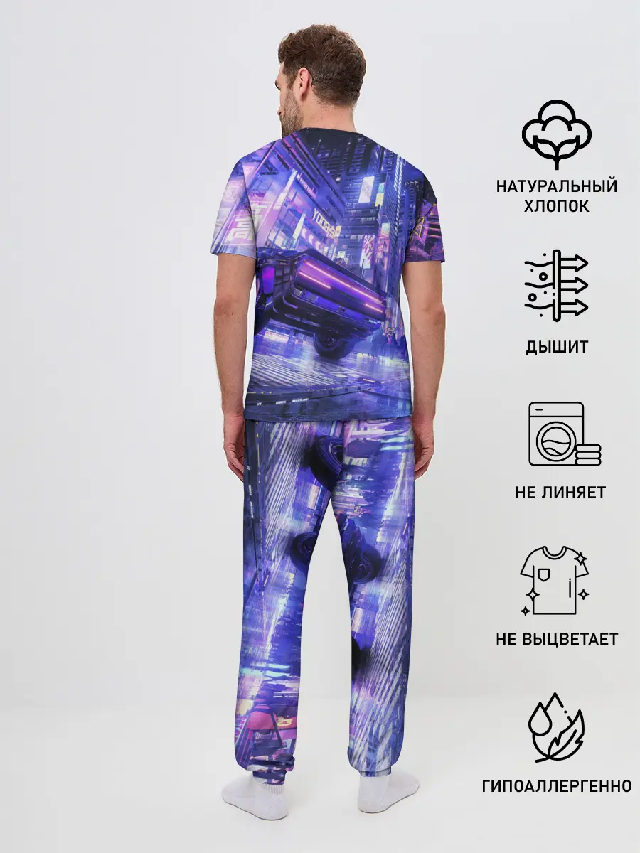 Мужская пижама с брюками / Cyberpunk city