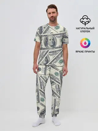 Мужская пижама с брюками / Доллары