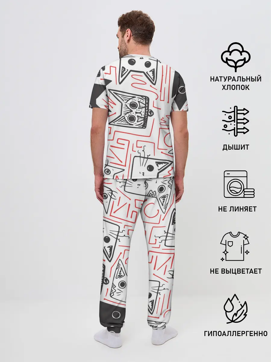 Мужская пижама с брюками / Cats