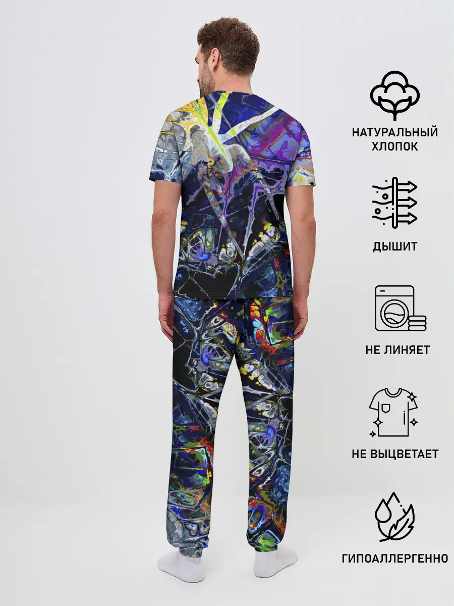 Мужская пижама с брюками / Gasoline stains abstraction