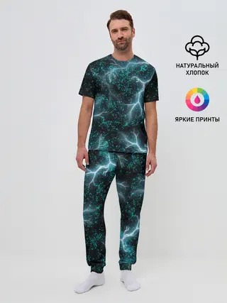 Мужская пижама с брюками / Молния