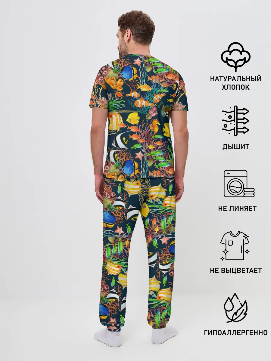 Мужская пижама с брюками / Морской мир