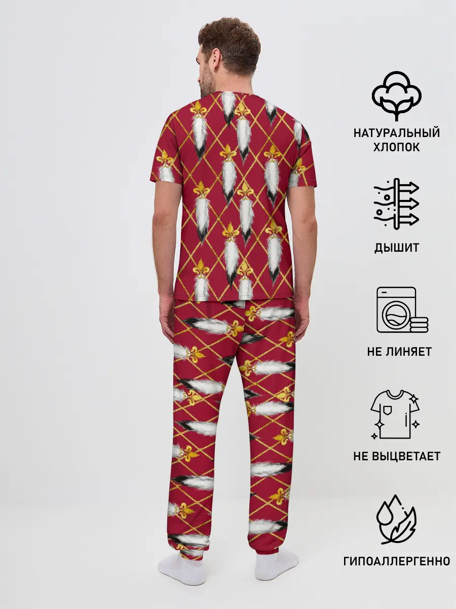 Мужская пижама с брюками / Tassels red gold 3D space