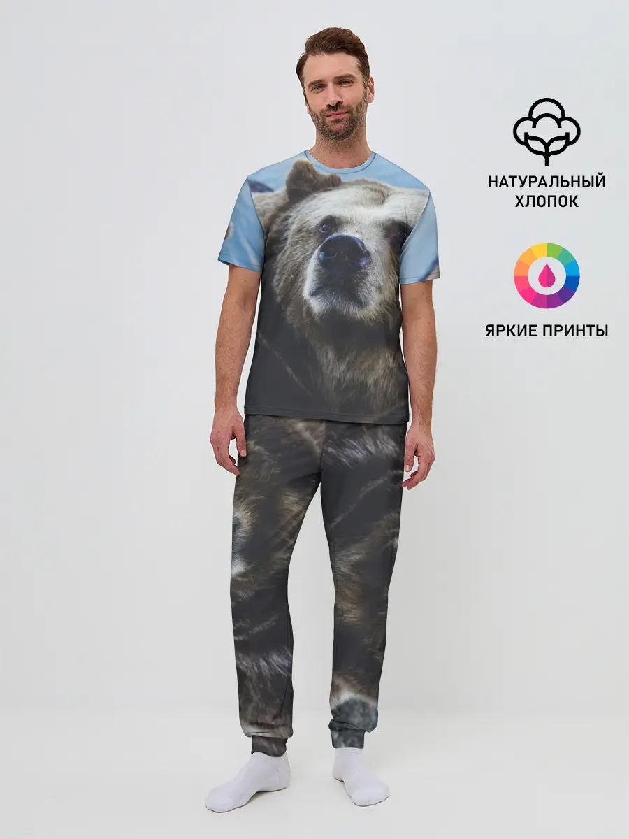 Мужская пижама с брюками / Гризли