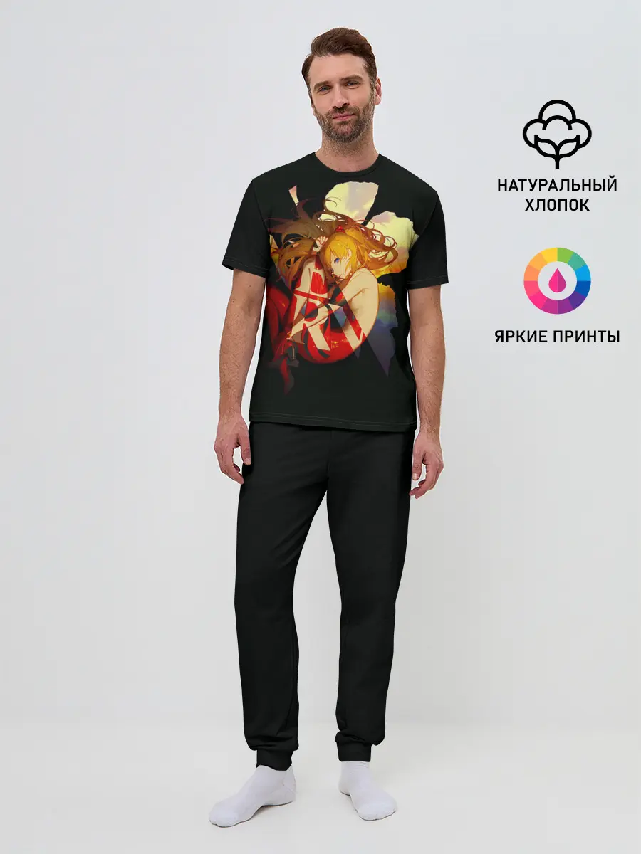 Мужская пижама с брюками / Аска Евангелион Nerv