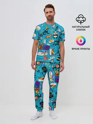 Мужская пижама с брюками / Детское граффити