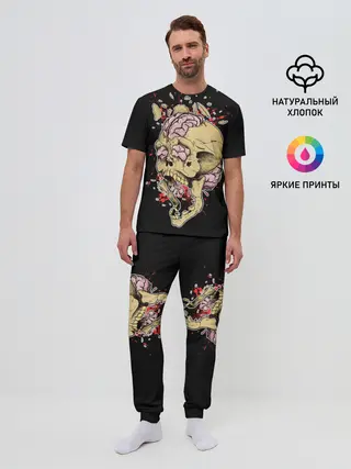 Мужская пижама с брюками / Череп