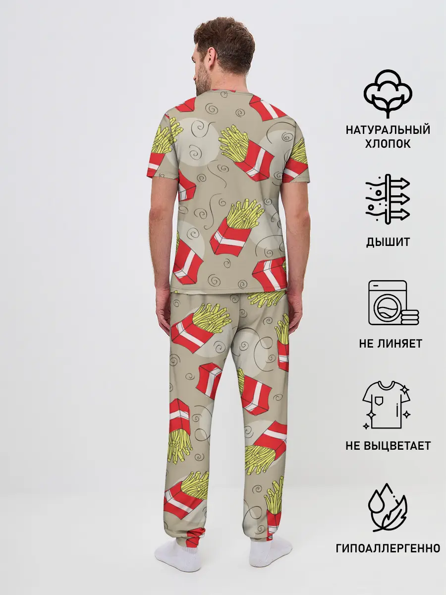 Мужская пижама с брюками / Фастфуд - Картошка фри