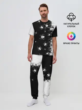 Мужская пижама с брюками / Пауки