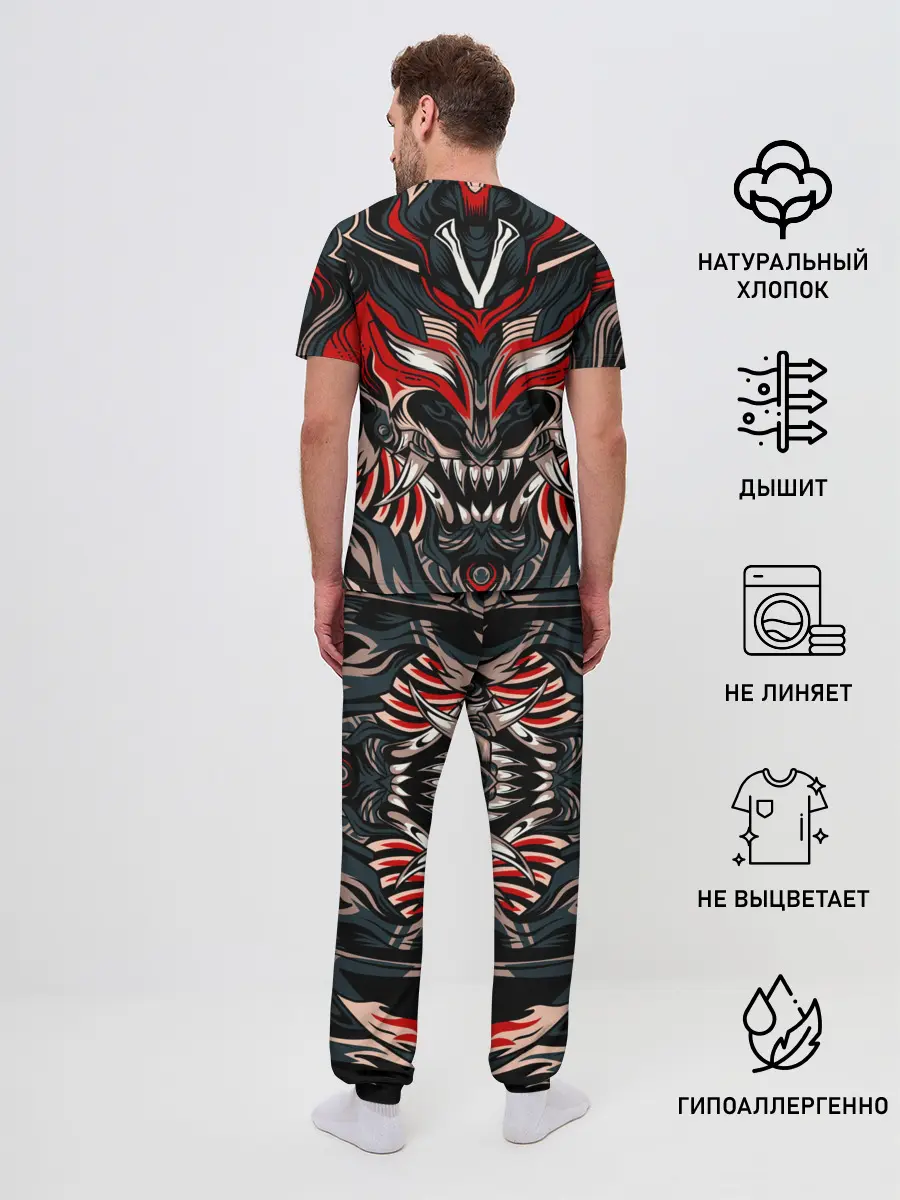 Мужская пижама с брюками / Черный самурай