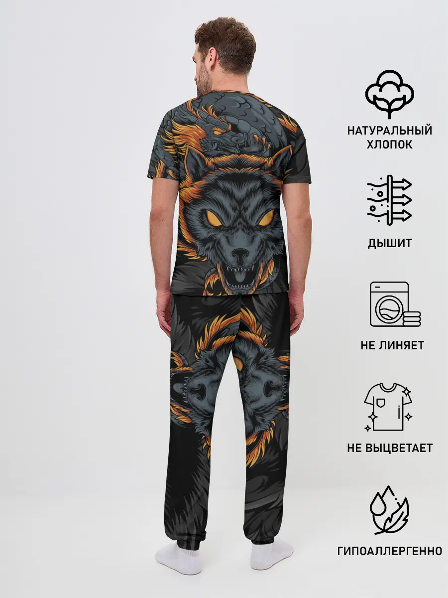 Мужская пижама с брюками / Волк и дракон