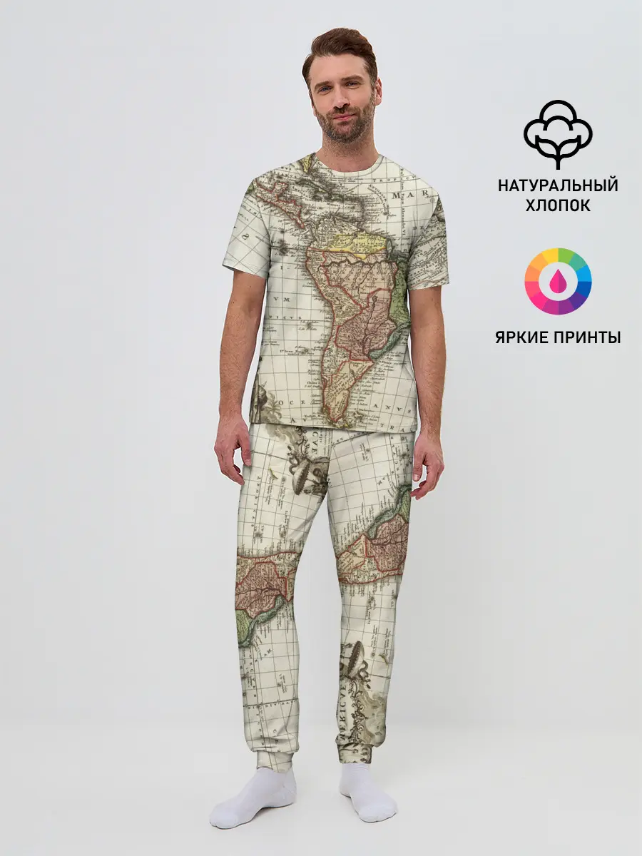 Мужская пижама с брюками / ВИНТАЖНАЯ КАРТА