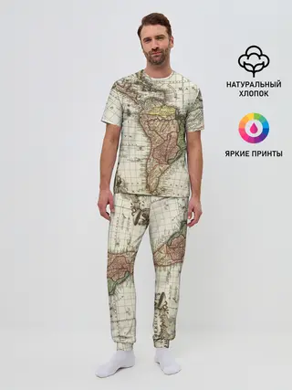Мужская пижама с брюками / ВИНТАЖНАЯ КАРТА