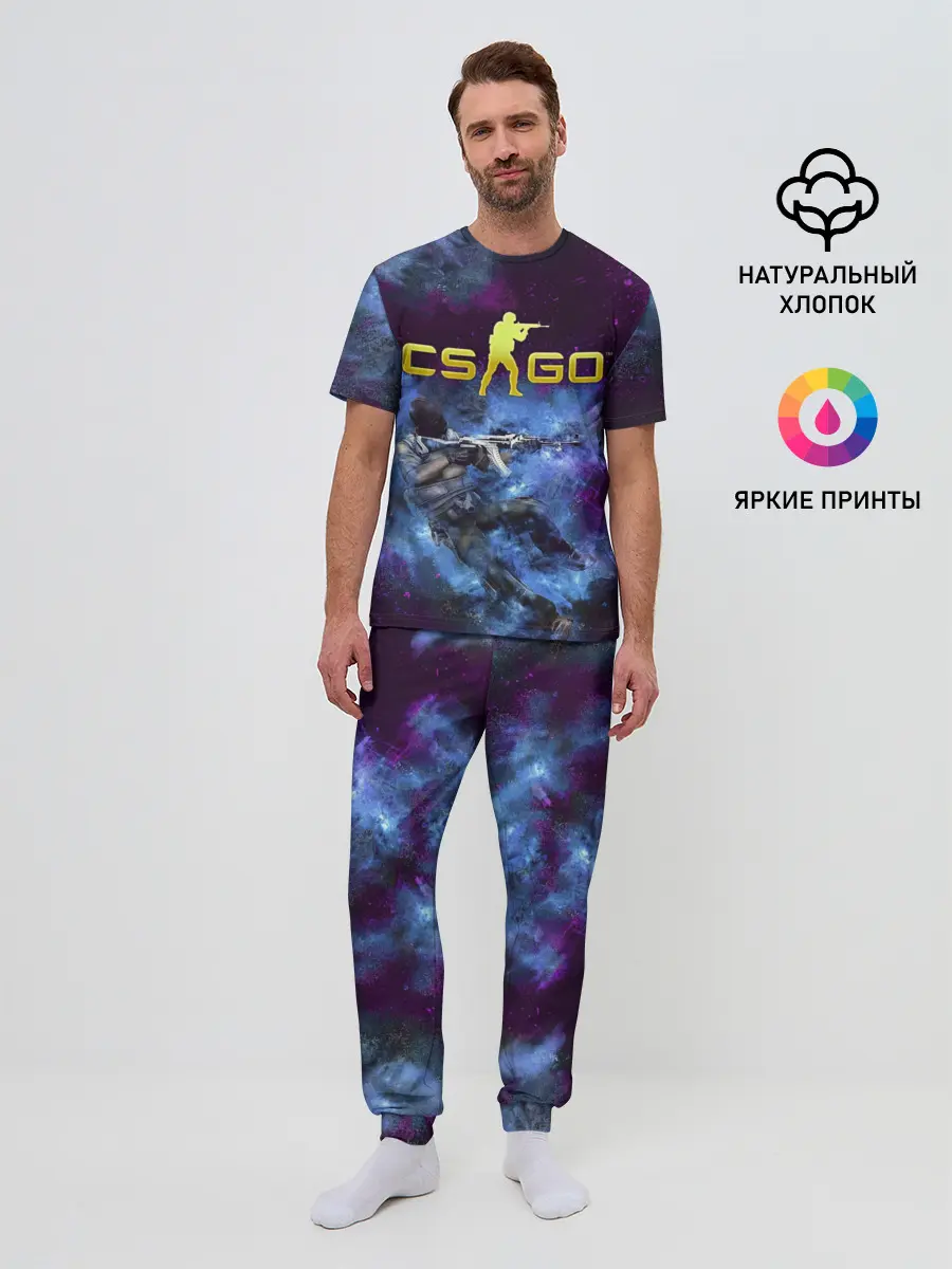 Мужская пижама с брюками / CS GO Blue smoke