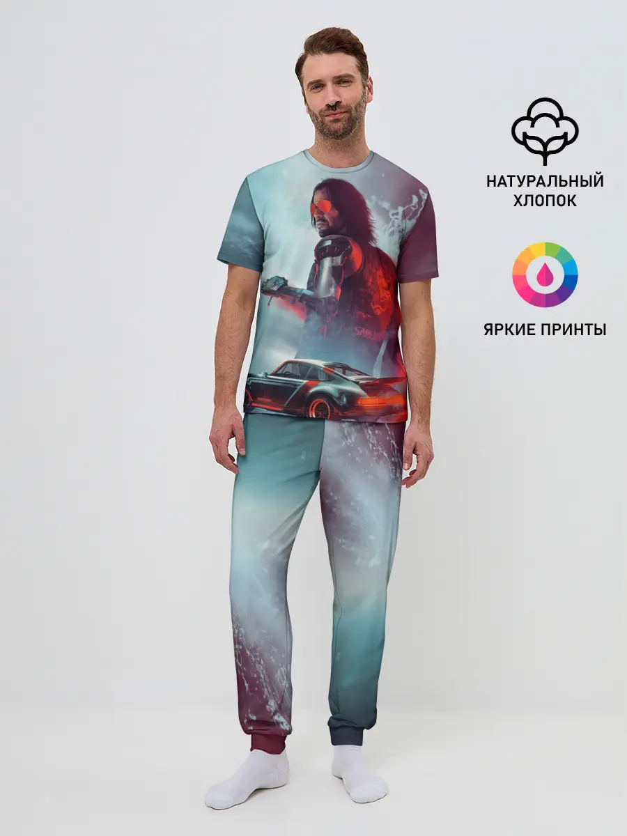 Мужская пижама с брюками / Cyberpunk 2077 | Джонни и Порш