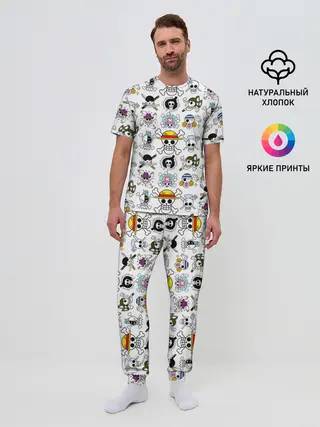 Мужская пижама с брюками / Веселые Роджеры пиратов Соломенной Шляпы