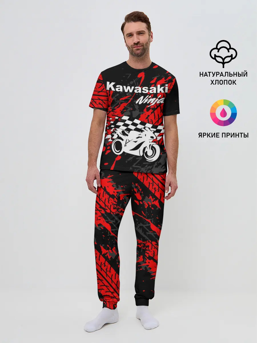 Мужская пижама с брюками / KAWASAKI NINJA / КАВАСАКИ