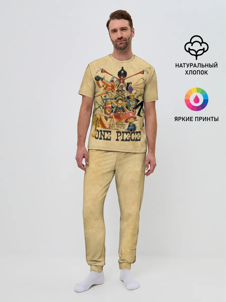 Мужская пижама с брюками / One Piece пираты Соломенной Шляпы