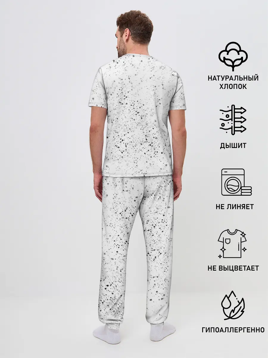 Мужская пижама с брюками / Панда Любовь Сердце Брызги