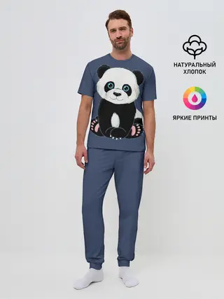 Мужская пижама с брюками / Милая Панда