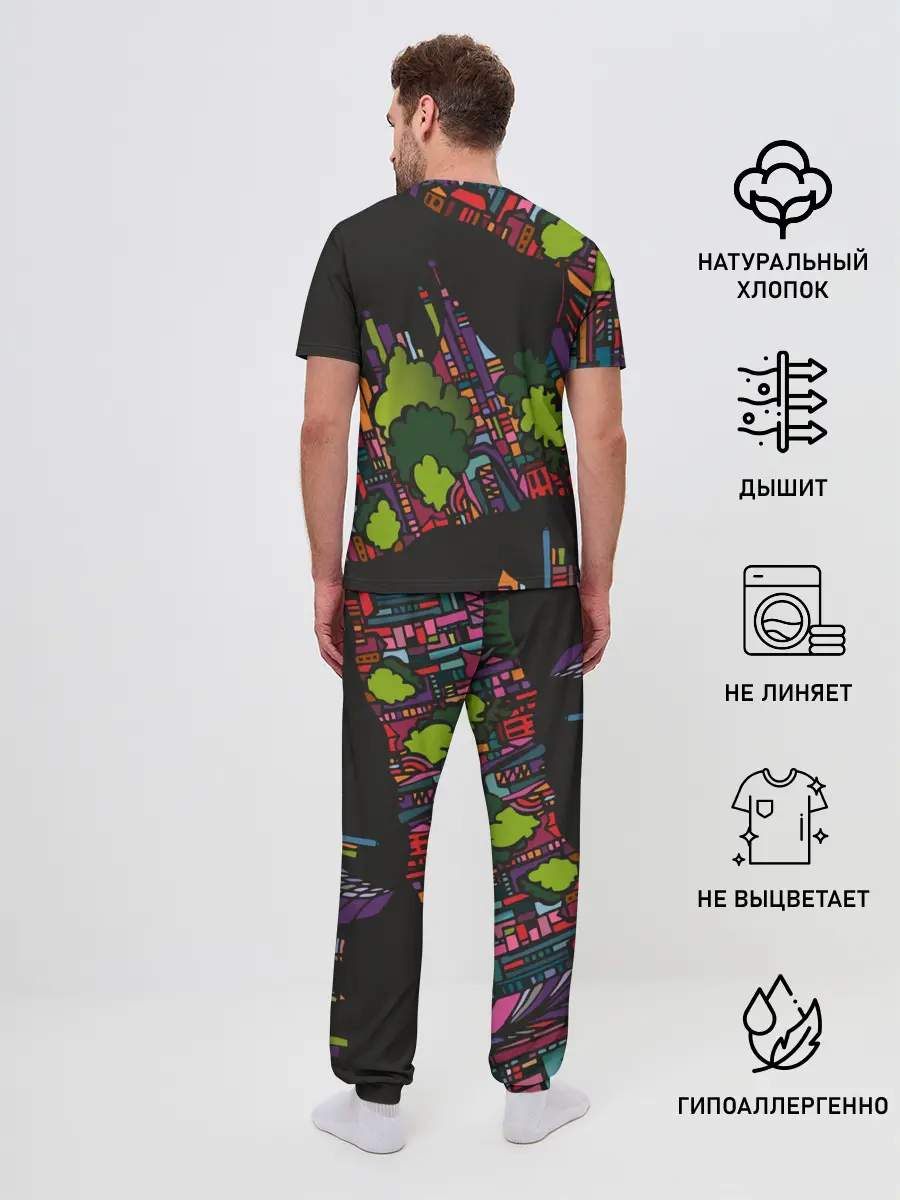 Мужская пижама с брюками / Ночные огни