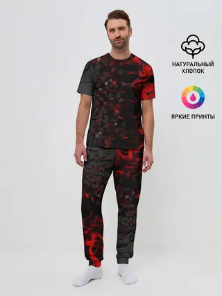 Мужская пижама с брюками / 3Д Разлом | 3D Плиты и огонь