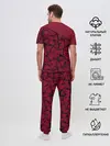 Мужская пижама с брюками / Красный комбинированный узор