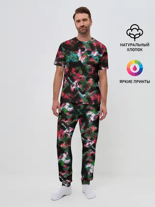 Мужская пижама с брюками / Гранжевый абстрактный узор