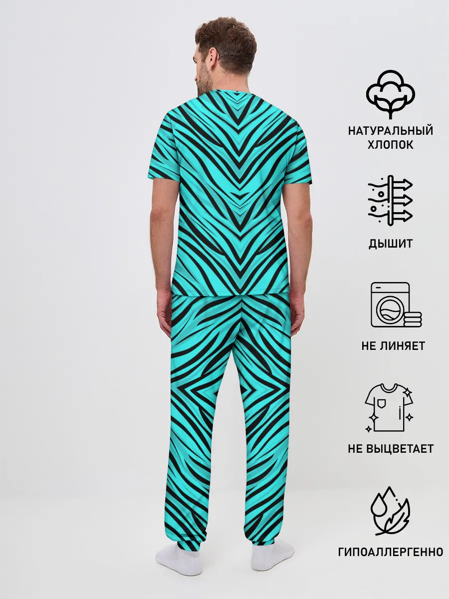 Мужская пижама с брюками / Абстратный полосатый узор