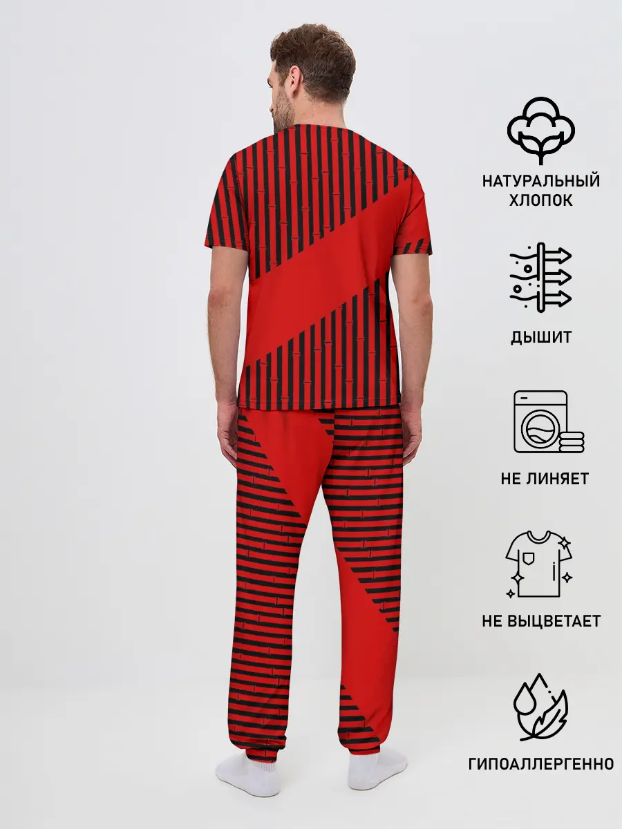 Мужская пижама с брюками / Red wood