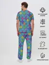 Мужская пижама с брюками / Неоновый яркий абстрактный узо
