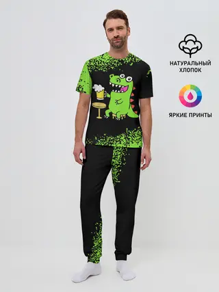 Мужская пижама с брюками / Пивозавр - Краска