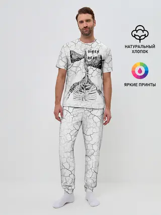 Мужская пижама с брюками / Сиреноголовый Трещины Надпись