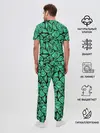 Мужская пижама с брюками / Зеленый абстрактный узор