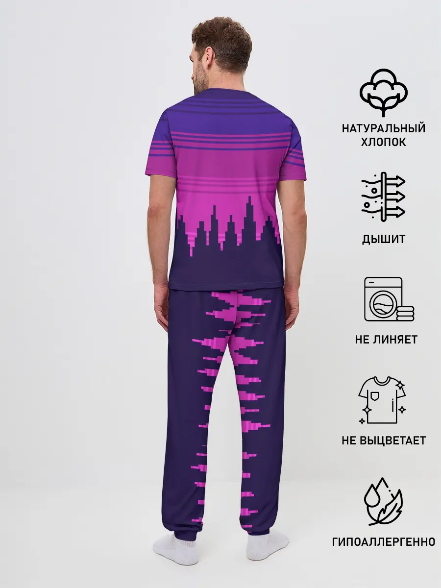 Мужская пижама с брюками / Сиреноголовый Пиксельный Город