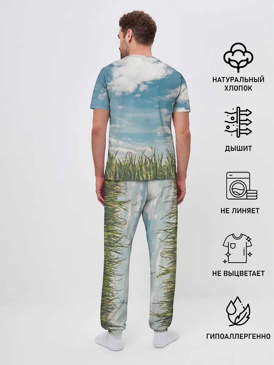Мужская пижама с брюками / Небушко и полюшко