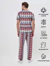Мужская пижама с брюками / Этнический красно-синий узор