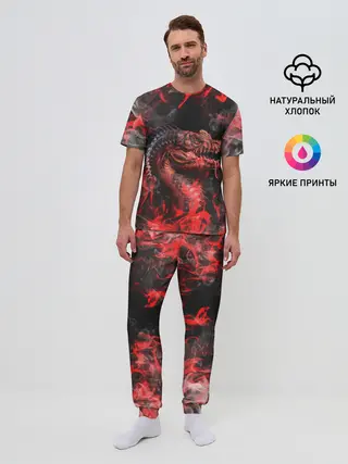 Мужская пижама с брюками / Опасный Динозавр | Red Dino