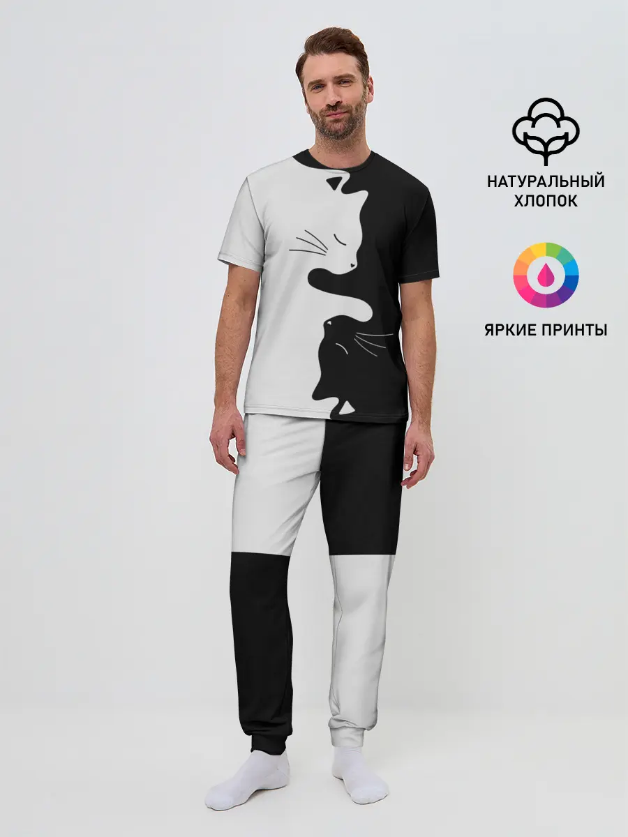 Мужская пижама с брюками / Коты инь янь