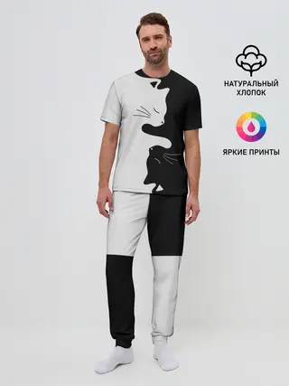 Мужская пижама с брюками / Коты инь янь