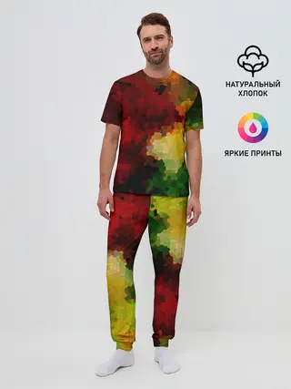 Мужская пижама с брюками / Абстрактная мазаика витраж