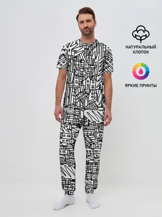 Мужская пижама с брюками / Городской скетч