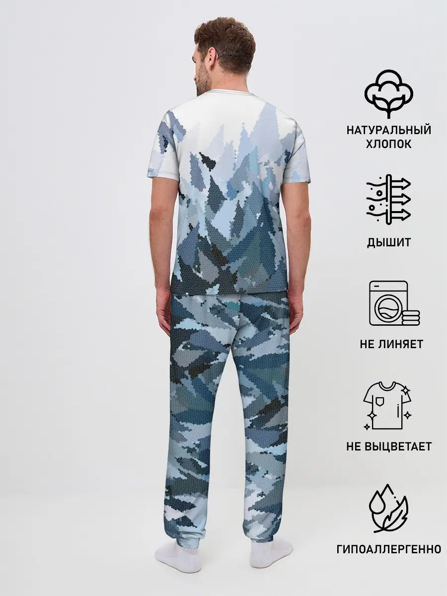 Мужская пижама с брюками / Абстрактная мазаика витраж